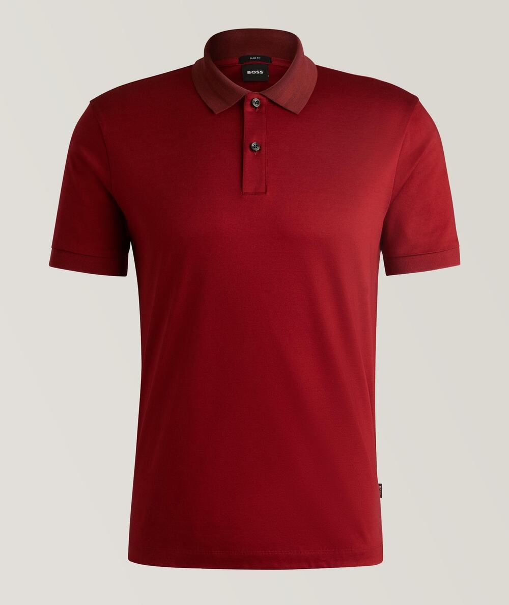 Hugo Boss Mercerized-Cotton Slim-fit Polo Shirt Red Small